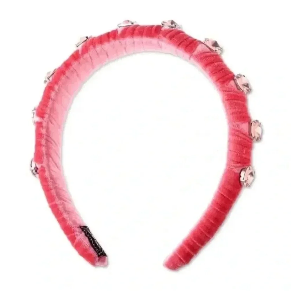 Velvet Pink Silver-Tone Rhinestone Studded Headband NWT